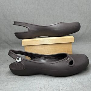 Crocs Olivia Gem Slingback Flats Brown Slip On Women’s Size 7
